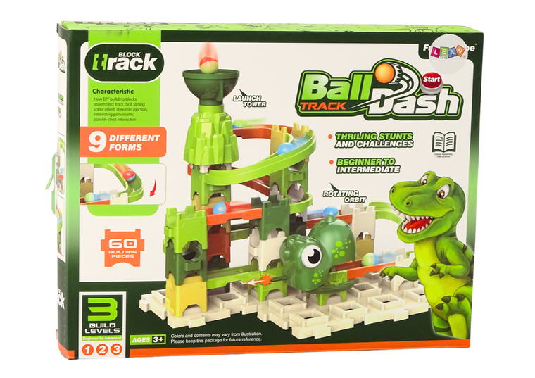 Lean Toys, kulodrom, klocki konstrukcyjne, dinozaur, 60 elementów