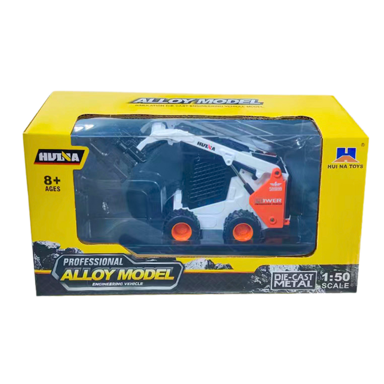 Lean Toys, ładowarka kołowa z hwytakiem, pojazd budowlany, biała, 1:50