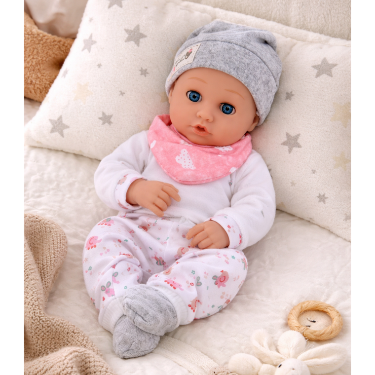 Lean Toys, lalka bobas z akcesoriami do karmienia, 28 cm