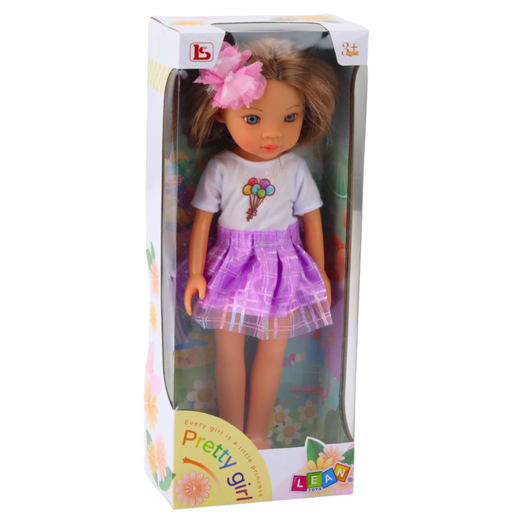 Lean Toys, lalka w fioletowej sukience, 32 cm