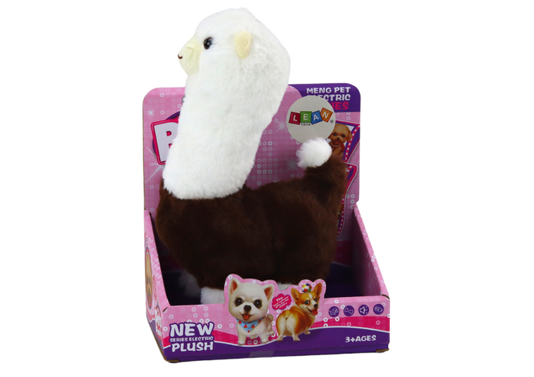 Lean Toys, Lama Alpaka, maskotka interaktywna, brązowa, 23 cm