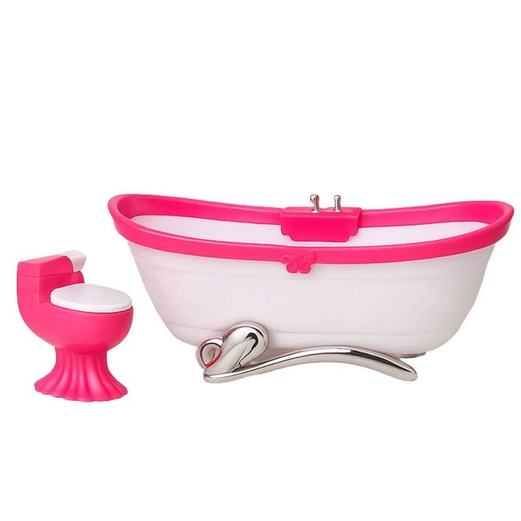 Lean Toys, łazienka z wanną dla lalek, różowa