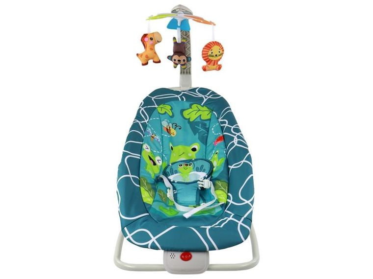 Lean Toys, leżaczek bujaczek 2w1, dźwięki i wibracje, żabka