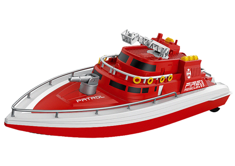 Lean Toys, Łódź HI60, motorówka ratownicza, pojazd zdalnie sterowany, 1:28, czerwona