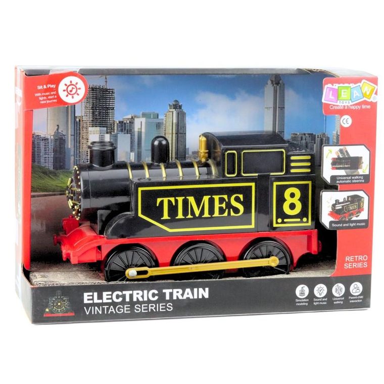 Lean Toys, lokomotywa elektryczna retro, pojazd interaktywny