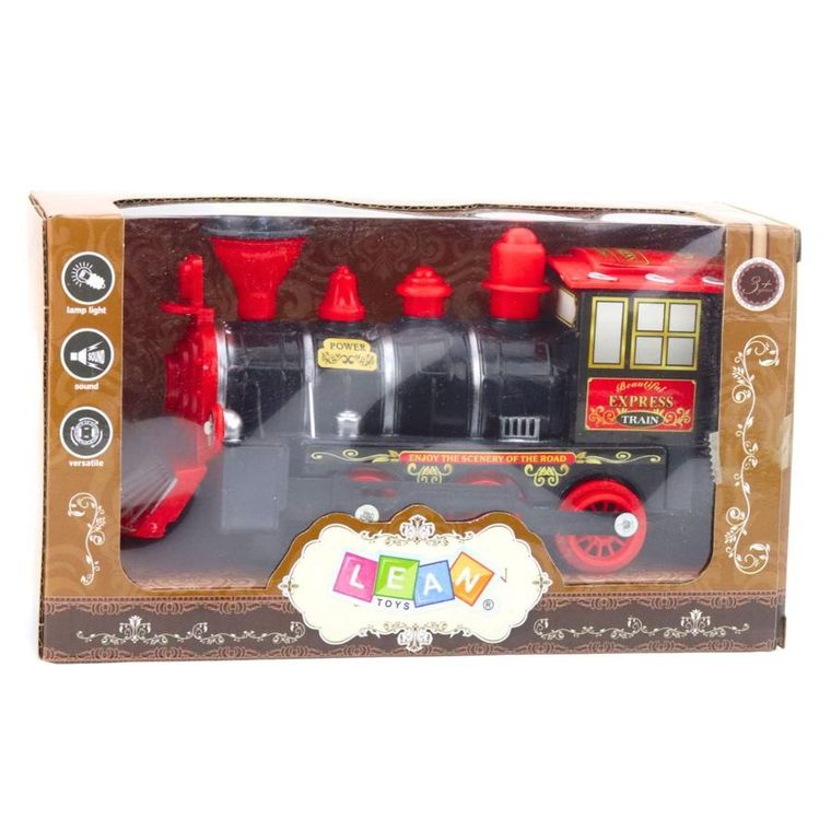 Lean Toys, lokomotywa klasyczna, pojazd interaktywny, czarna