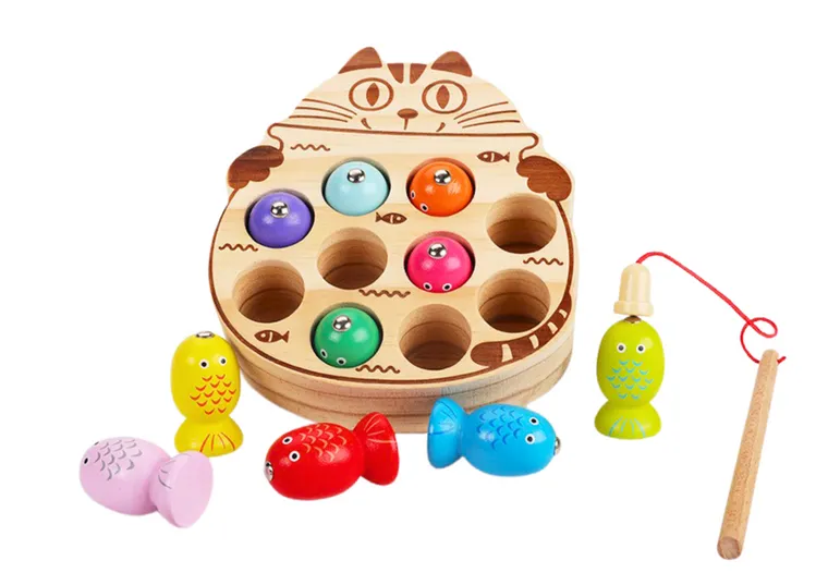 Lean Toys, łowienie rybek, 2 wędki, drewniana gra zręcznościowa