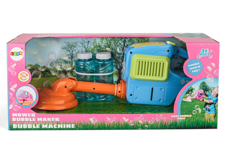 Lean Toys, maszyna do baniek mydlanych, kosiarka, niebieska