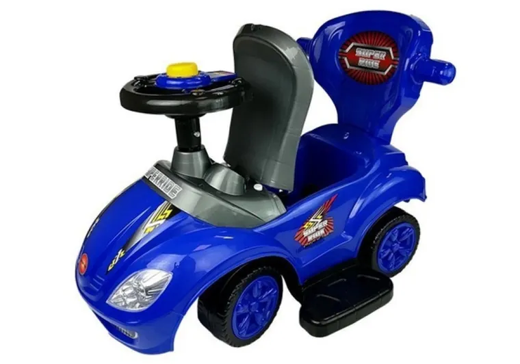 Lean Toys, Mega Car, jeździk z pchaczem, 3w1, niebieski