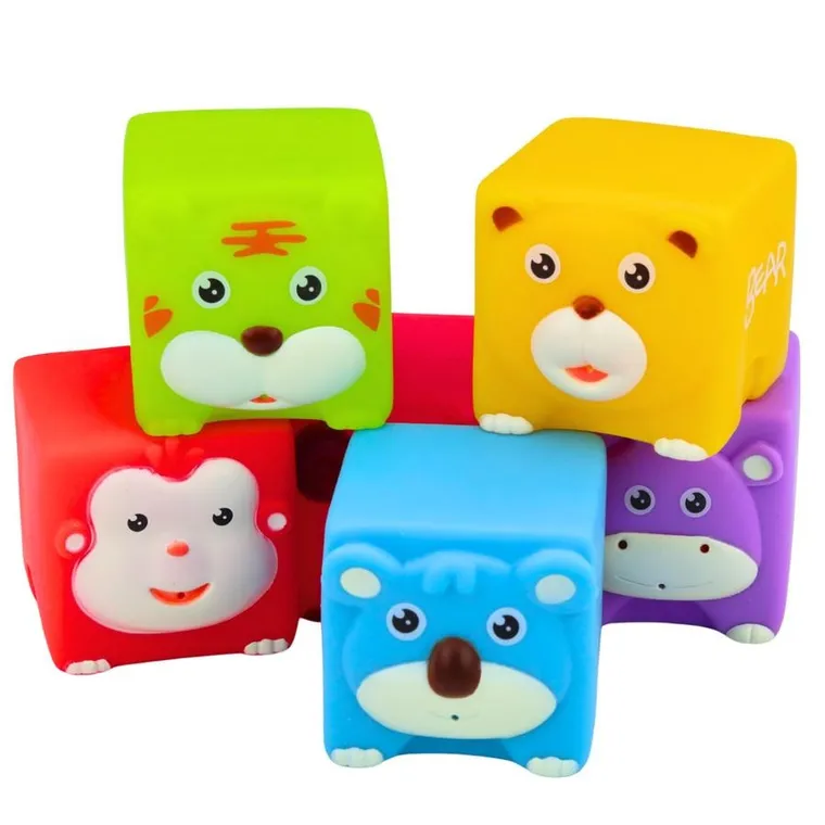 Lean Toys, miękkie klocki edukacyjne, zwierzątka, 6 szt.