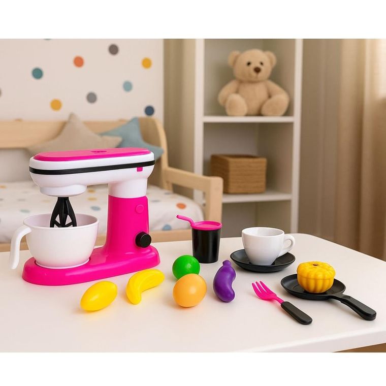 Lean Toys, mikser obrotowy z akcesoriami, interaktywny, różowy