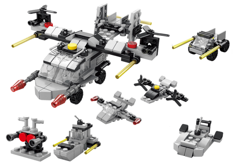 Lean Toys, Military, Helikopter, klocki konstrukcyjne 6w1, 117 elementów