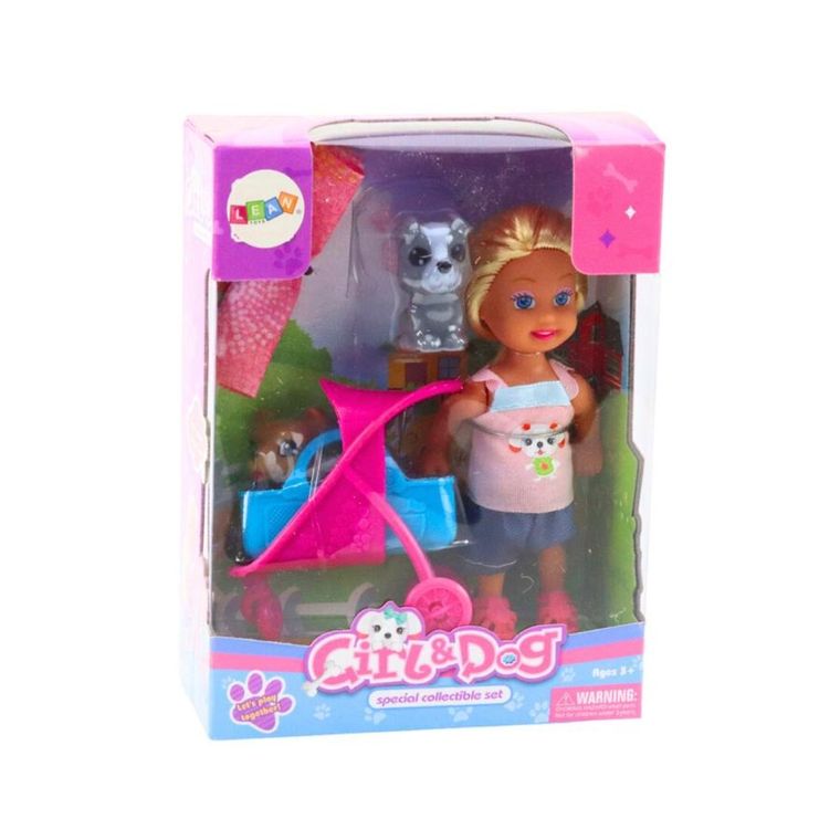 Lean Toys, mini laleczka z wózkiem i pieskami