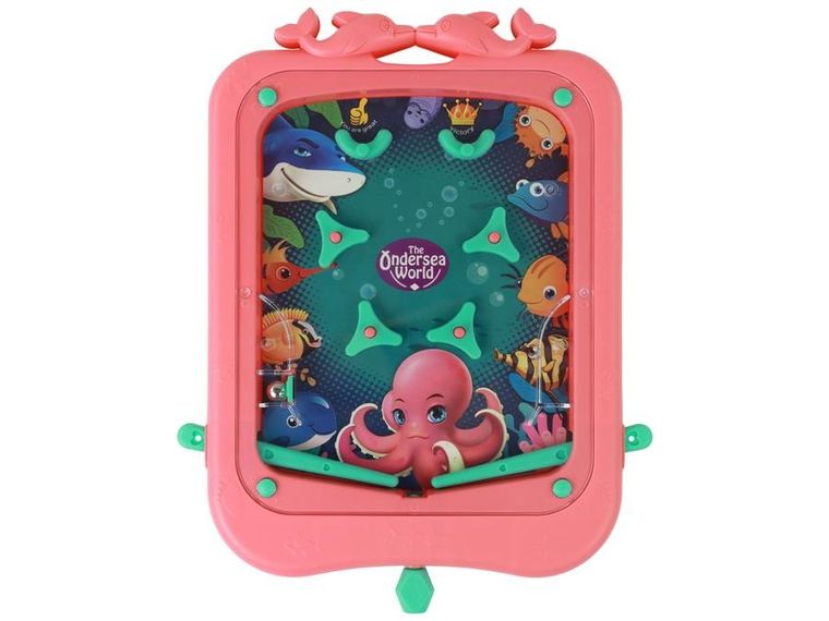 Lean Toys, mini pinball, gra zręcznościowa, różowa