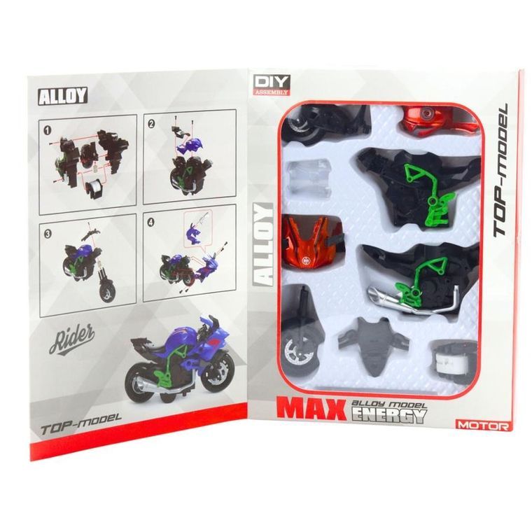 Lean Toys, motocykl, metalowy pojazd do skręcania, 1:14