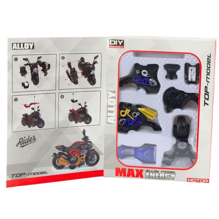 Lean Toys, motocykl, metalowy pojazd do skręcania, 1:14