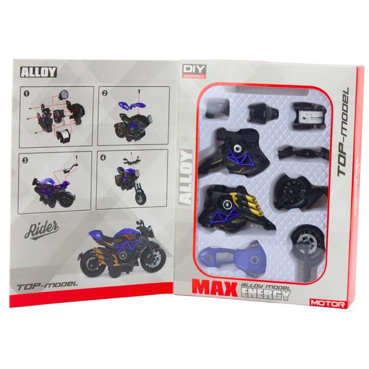 Lean Toys, motocykl, metalowy pojazd do skręcania, 1:14