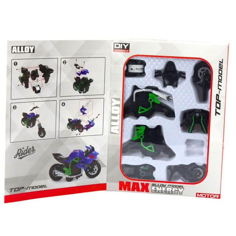 Lean Toys, motocykl, metalowy pojazd do skręcania, 1:14