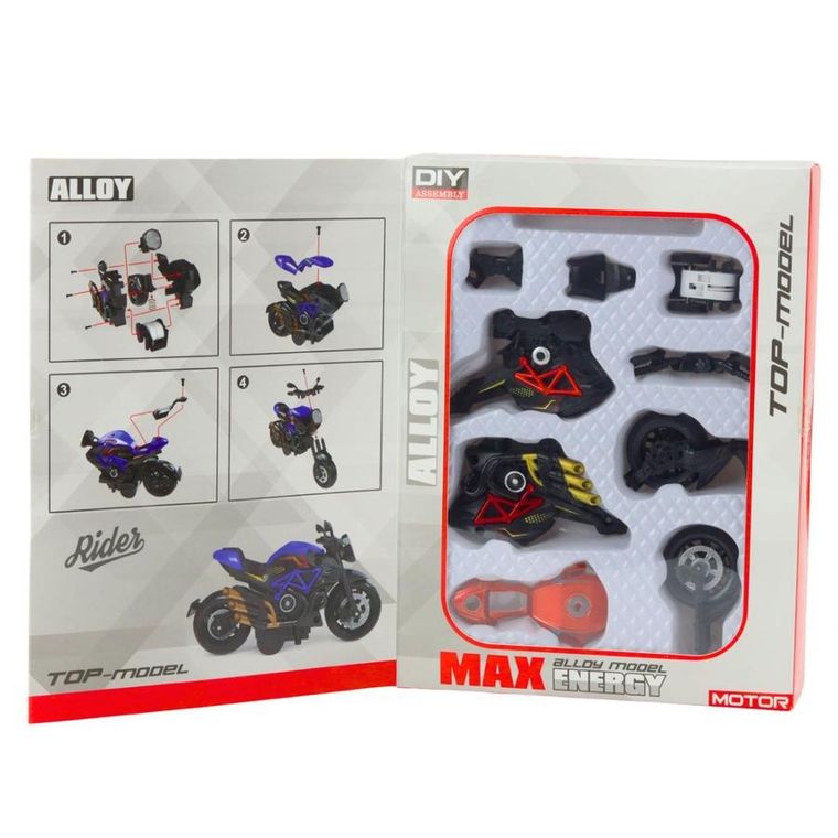 Lean Toys, motocykl, metalowy pojazd do skręcania, 1:14