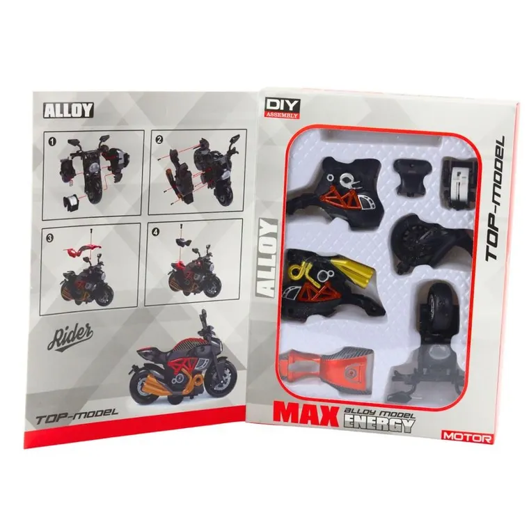 Lean Toys, motocykl, metalowy pojazd do skręcania, 1:14