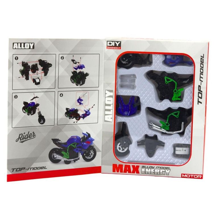 Lean Toys, motocykl, metalowy pojazd do skręcania, 1:14