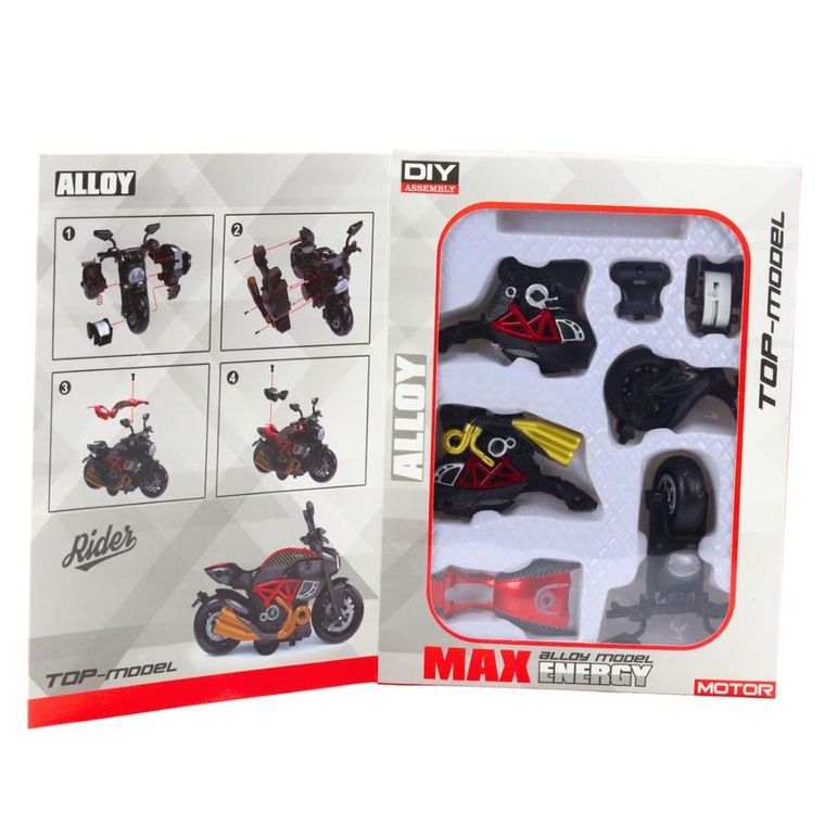 Lean Toys, motocykl, metalowy pojazd do skręcania, 1:14