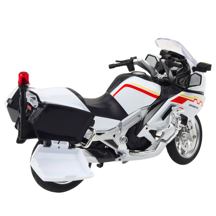 Lean Toys, motocykl, pojazd interaktywny, metalowy, biało-czerowny, 1:12