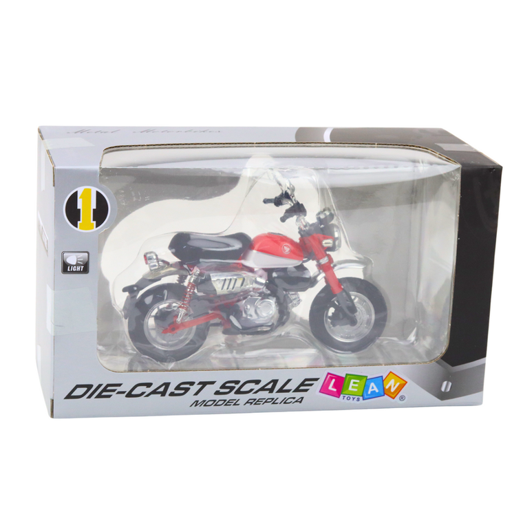 Lean Toys, motocykl, pojazd retro, czerwony, 1:12