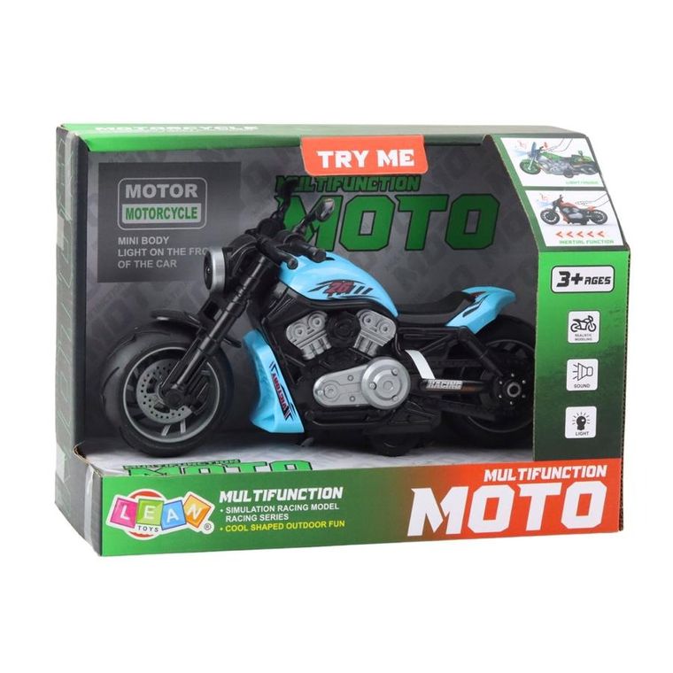Lean Toys, motocykl zabawkowy na baterie napęd światła dźwięki, niebieski