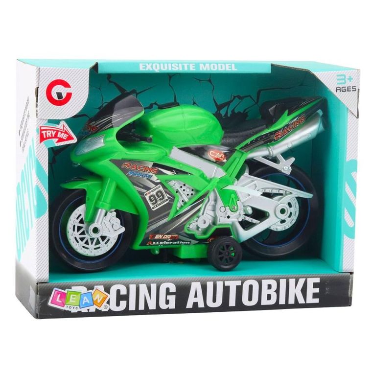 Lean Toys, motor wyścigowy, pojazd z napędem, zielony