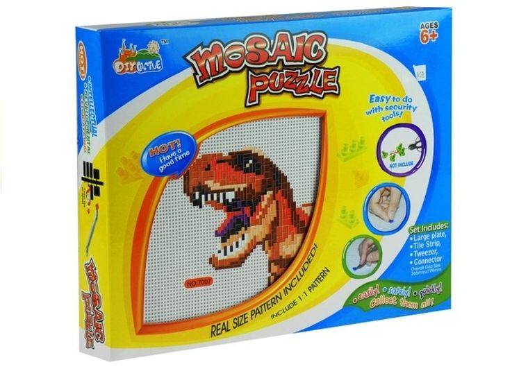 Lean Toys, mozaika z dinozaurem, kolorowe pinezki