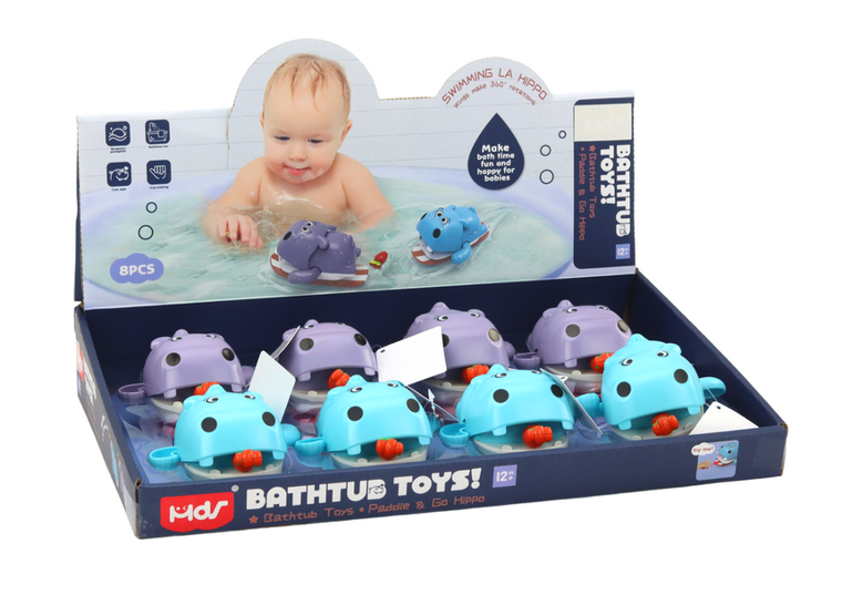 Lean Toys, nakręcany hipopotam na desce, zabawka do kąpieli