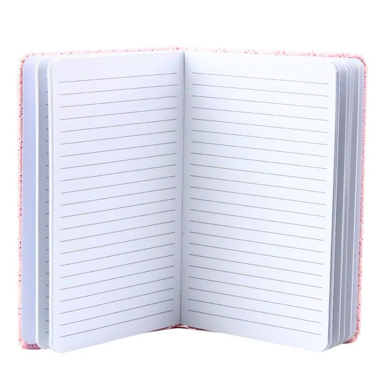 Lean Toys, notatnik B6, 80 kartek, linia, brokat i naszywki, różowy, 1 szt.