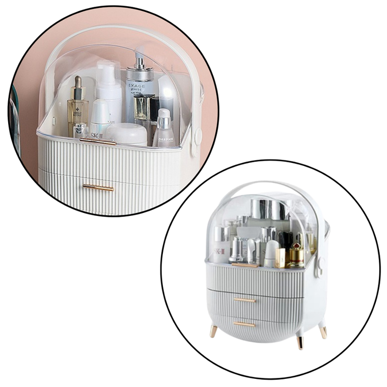 Lean Toys, organizer na kosmetyki, dwie szuflady, biały