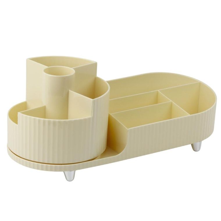 Lean Toys, organizer na kosmetyki, obrotowy, beżowy