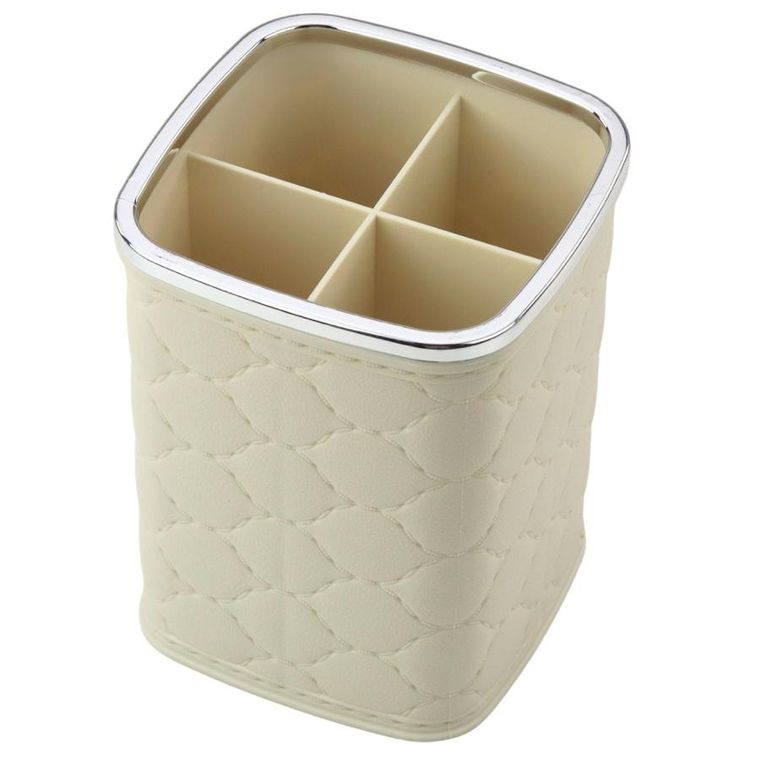 Lean Toys, organizer pojemnik na pędzle, 4 przegrody, biały, 12-9,5 cm