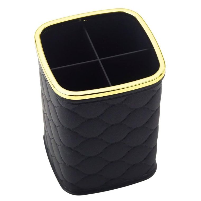 Lean Toys, organizer pojemnik na pędzle, 4 przegrody czarny, 12-9,5 cm