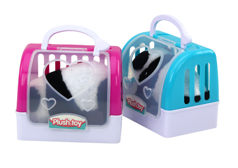 Lean Toys, panda, maskotka interaktywna w transporterze