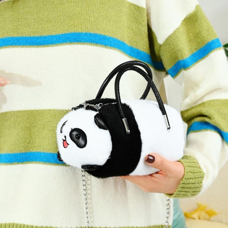 Lean Toys, panda, torba z łańcuszkiem w kształcie maskotki, czarno-biała, 20 cm