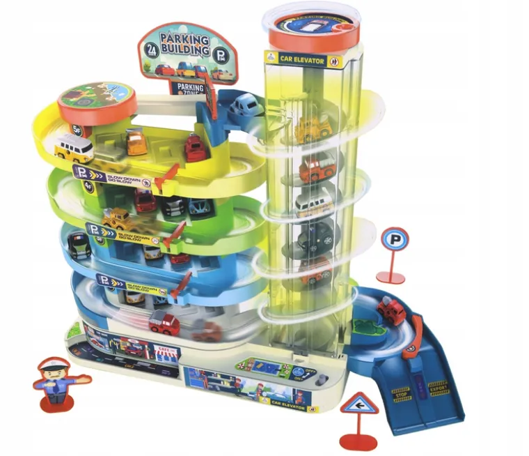 Lean Toys, parking wielopoziomowy dla aut, z dźwiękiem