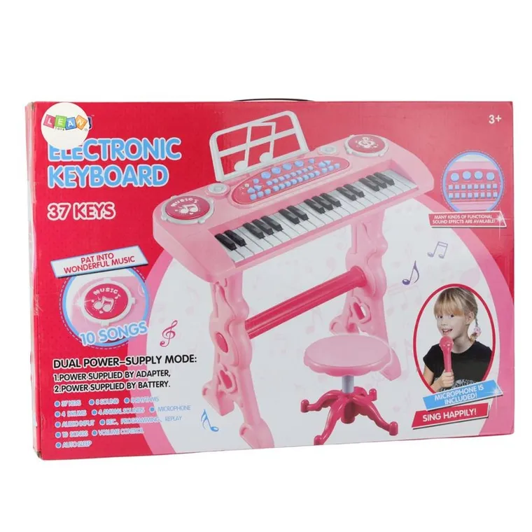 Lean Toys, pianinko z mikrofonem, różowe
