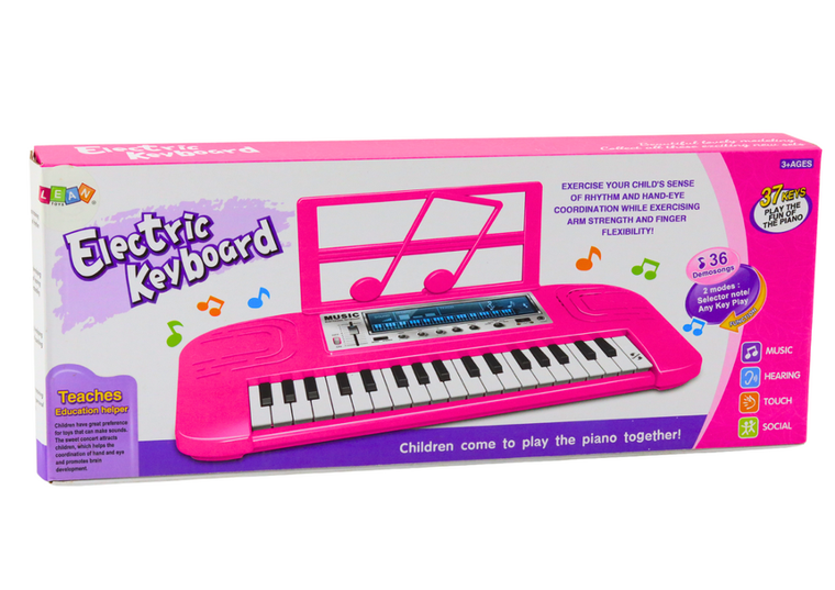 Lean Toys, pianino, różowe, 36 melodii