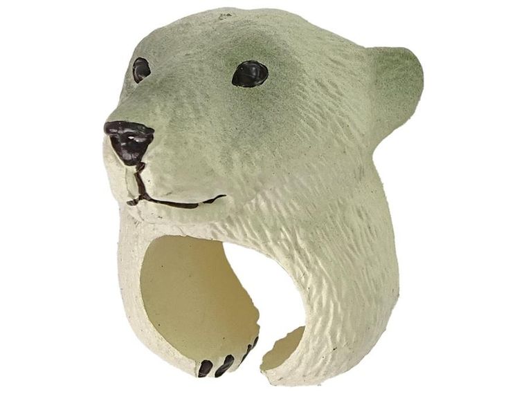 Lean Toys, pierścień na rękę, niedźwiedź, biały
