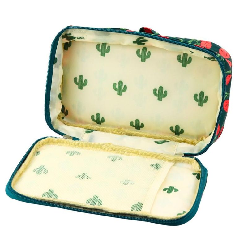 Lean Toys, piórnik owalny, zielony, Wiśnie, 22,5 cm