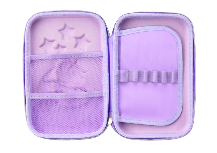 Lean Toys, piórnik rozkładany 3D, jednorożec, fioletowy, 23-15-5 cm