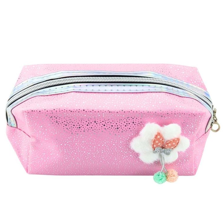 Lean Toys, piórnik saszetka, kokardka, różowy