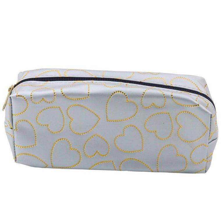 Lean Toys, piórnik saszetka, złote serca srebrny