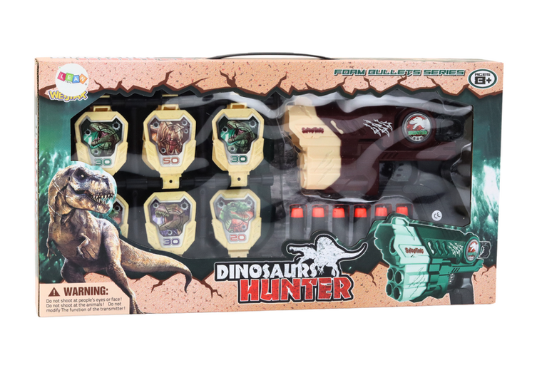 Lean Toys, pistolet na strzałki z tarczą, dinozaury, brązowy