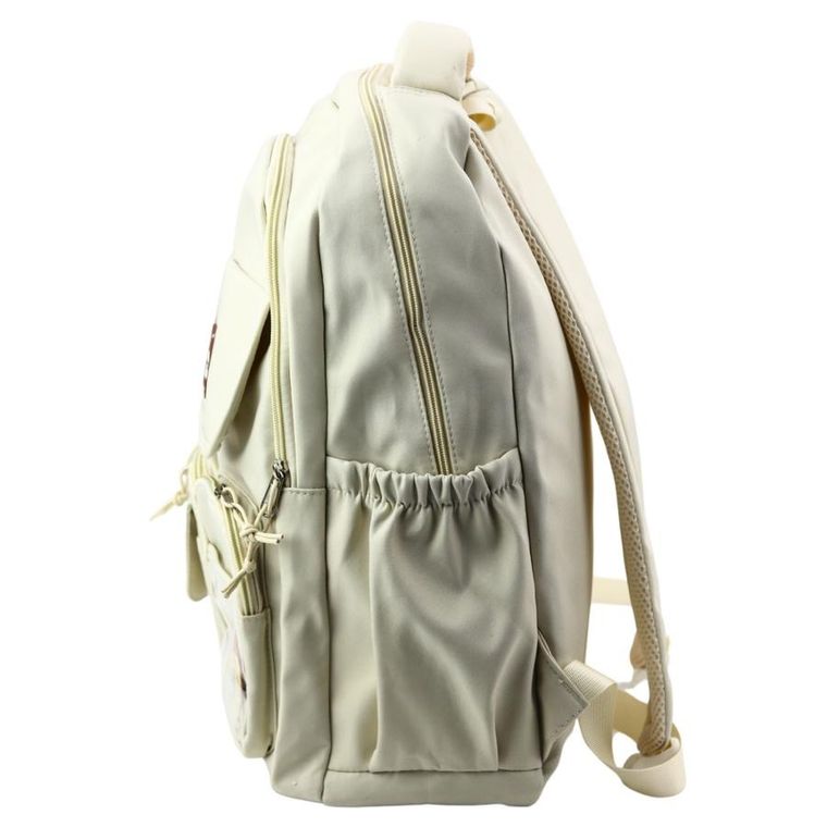 Lean Toys, plecak szkolny z dwiema komorami i brylokiem kapibary, kremowy