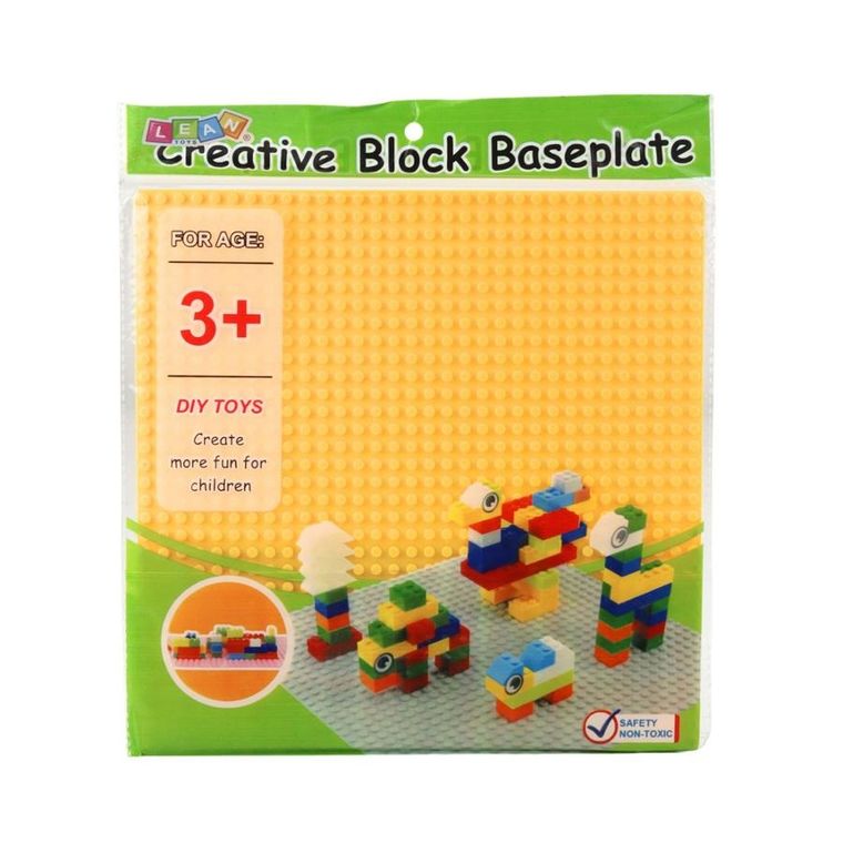 Lean Toys, Płyta do budowania z klocków, Żółta, 25,5-25,5 cm